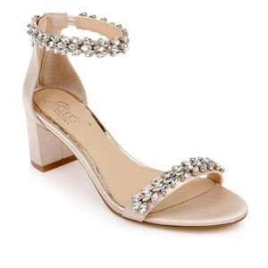 BADGLEY MISCHKA Brownwen Champagne Block Heel Sandal 6
